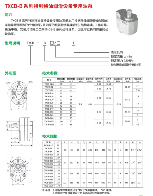 TXCB-B系列特制稀油润滑设备专用油泵