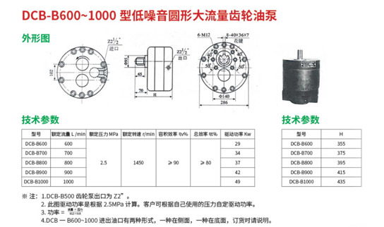 DCB-B600~1000型低噪音圆形大流量齿轮油泵