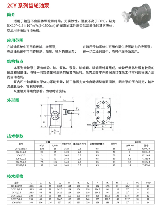 2CY系列齿轮油泵