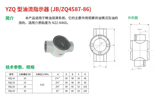YZQ型油流指示器（JB/ZQ4587-86）